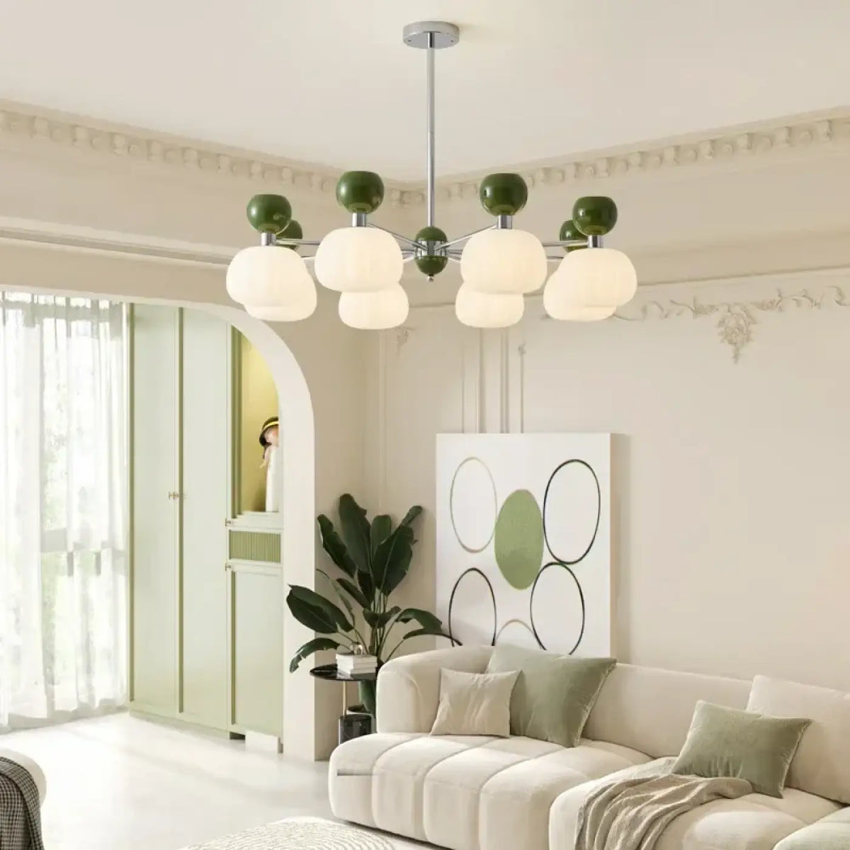 Plafonnier Moderne à Globes Blancs en Verre Opalin | Romo