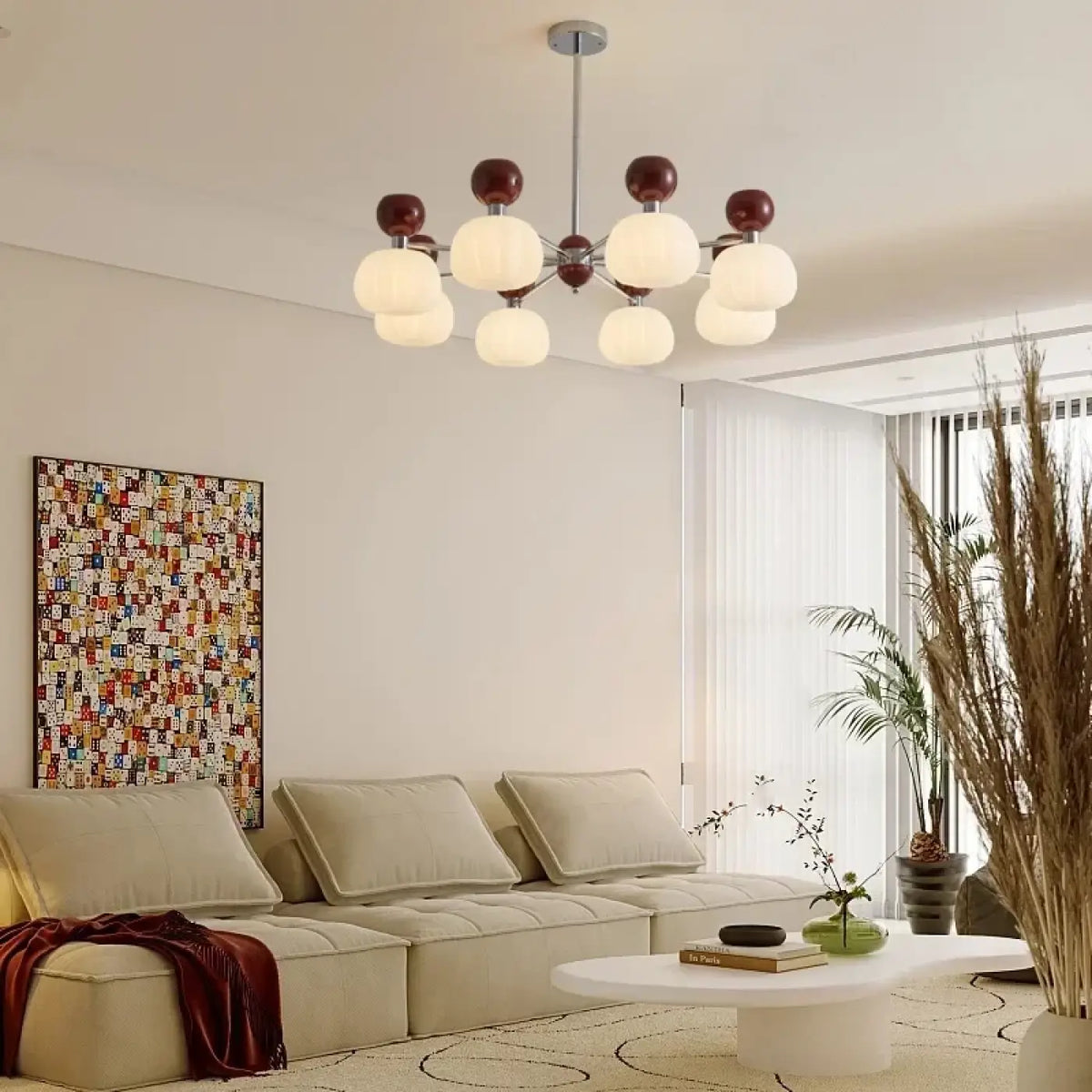 Plafonnier Moderne à Globes Blancs en Verre Opalin | Romo