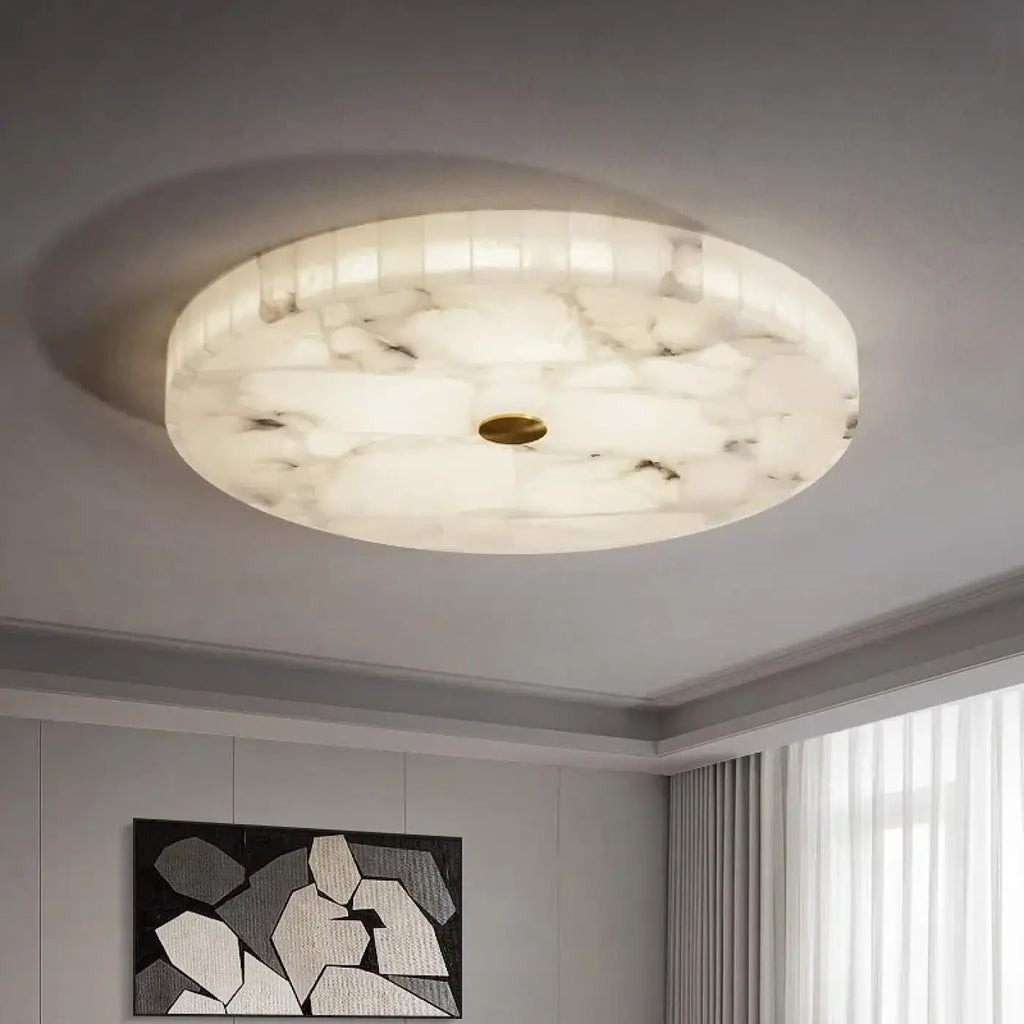 Plafonnier Rond en Albâtre Blanc | Isa