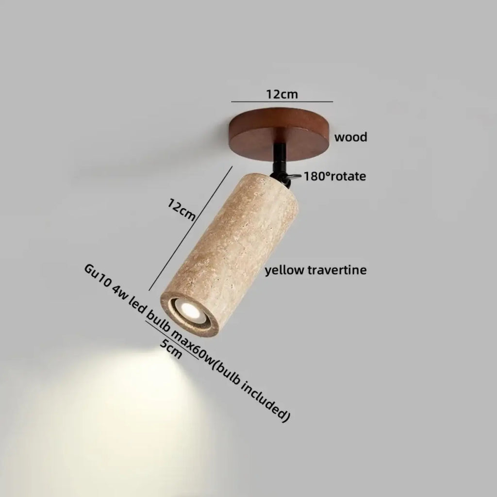 Plafonnier Spot Orientable Travertin et Bois | Gali