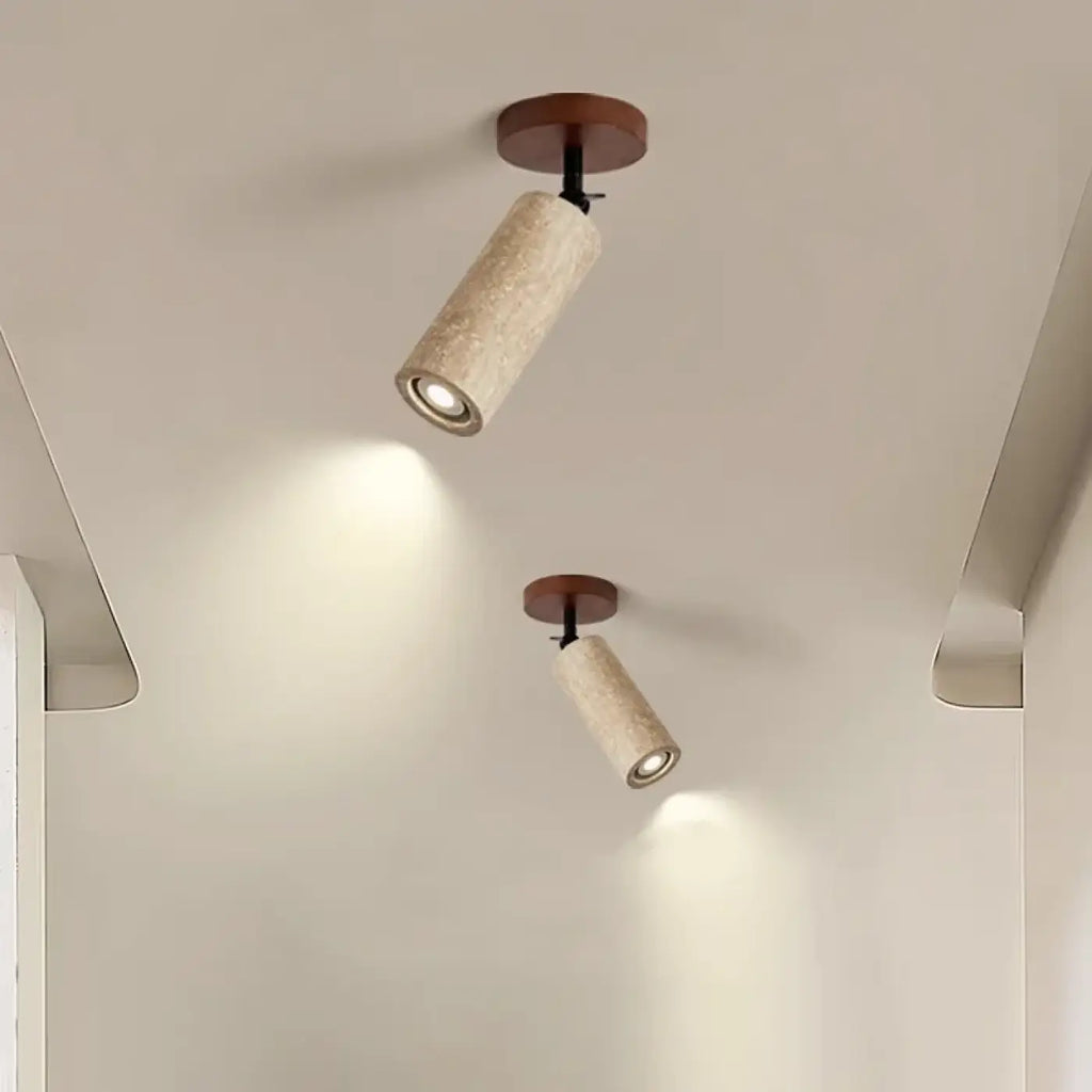 Plafonnier Spot Orientable Travertin et Bois | Gali