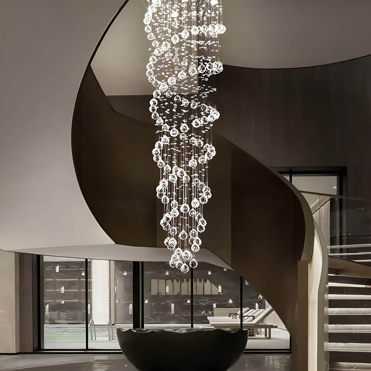 Lustre Double Spirale Cristal K9 Chrome | Mila