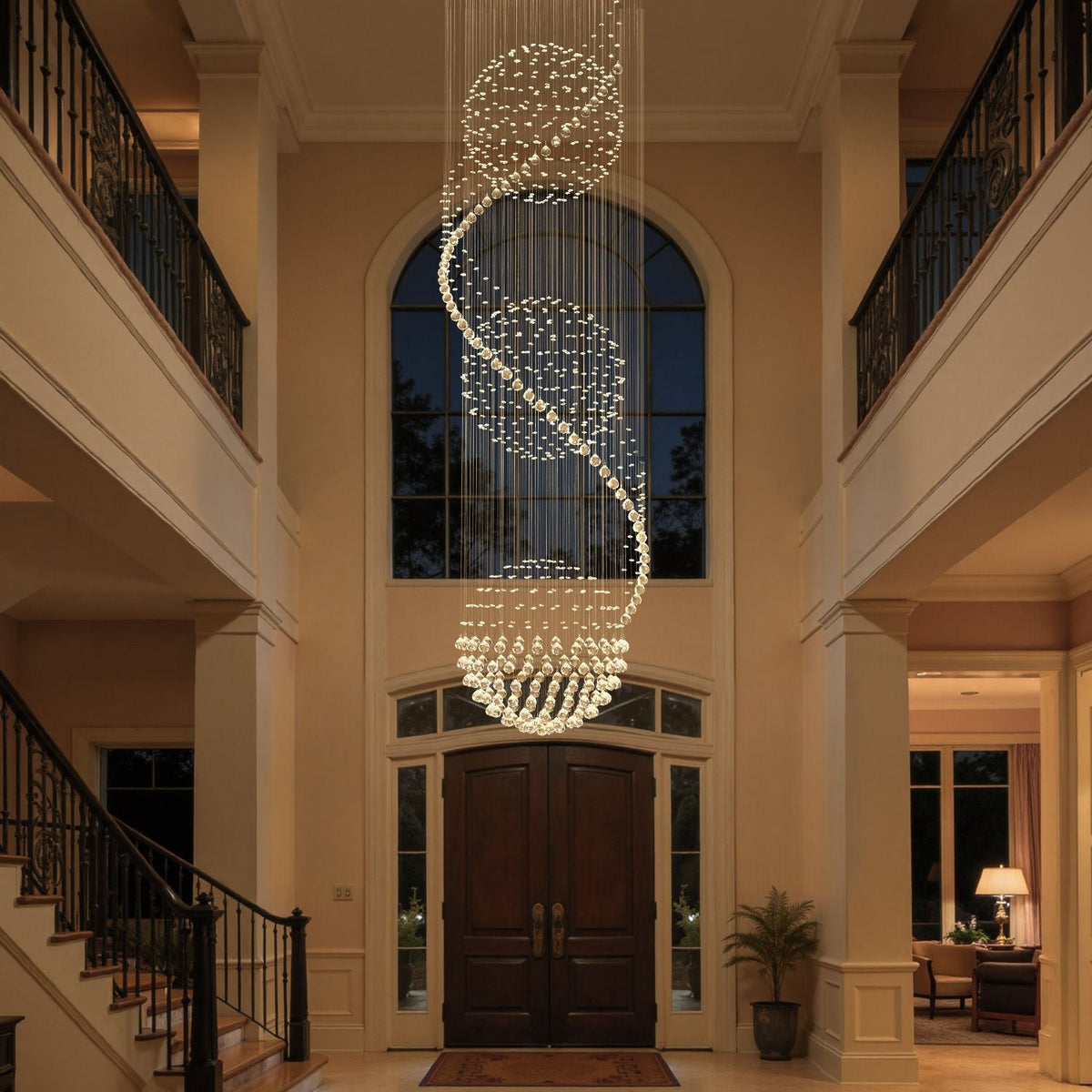 Lustre Spirale Cristal Triple Sphère | Una