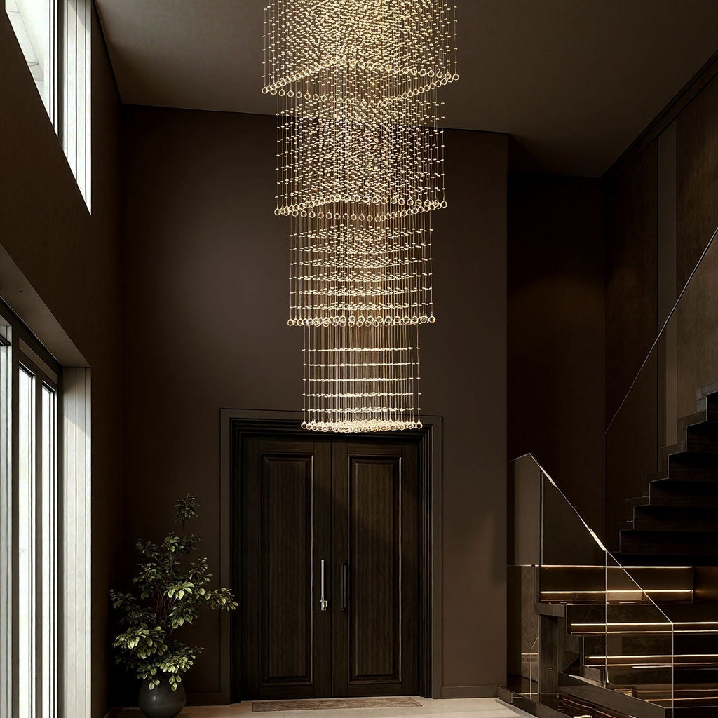Lustre Cristal Gouttes Rectangulaire Long | Lalo
