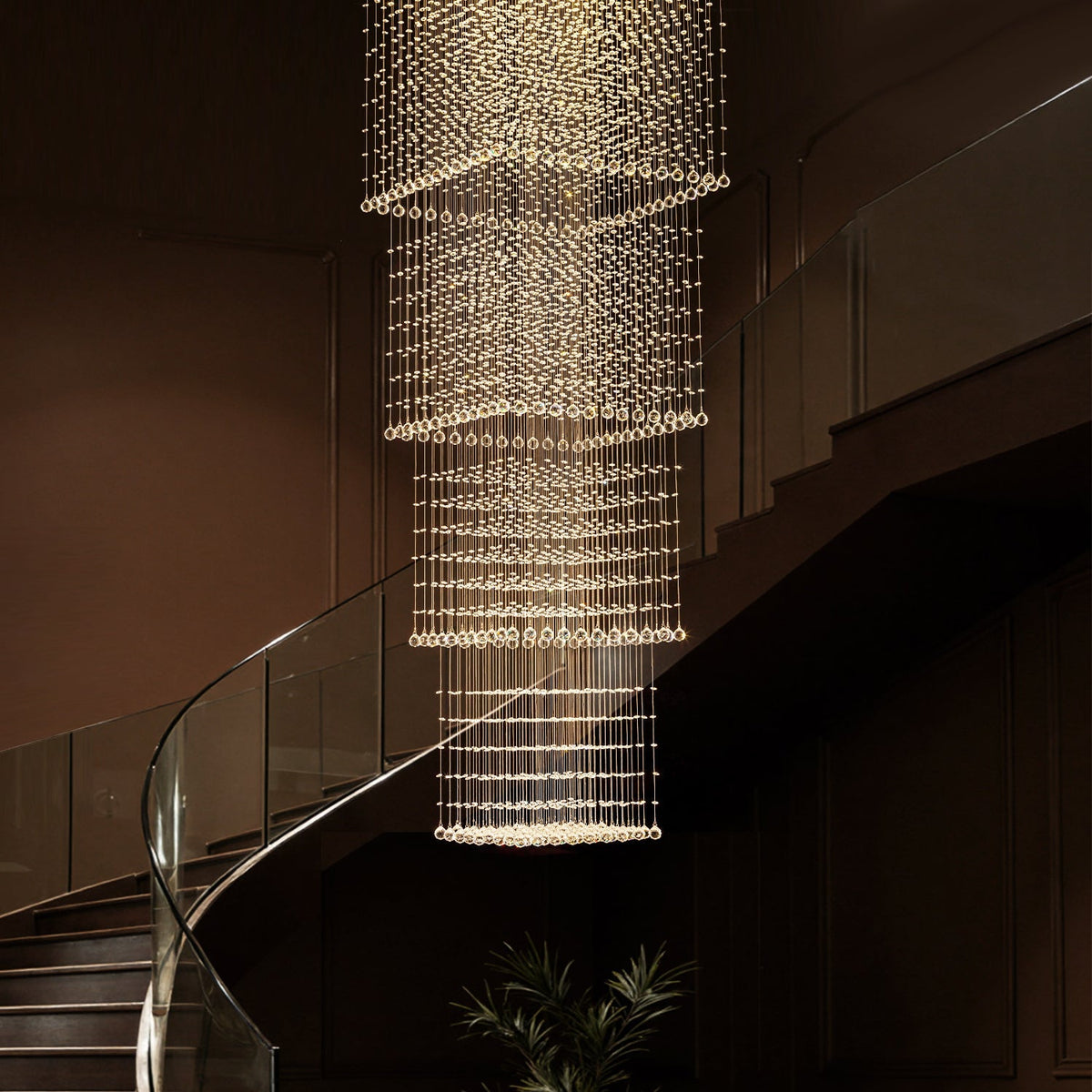 Lustre Cristal Gouttes Rectangulaire Long | Lalo