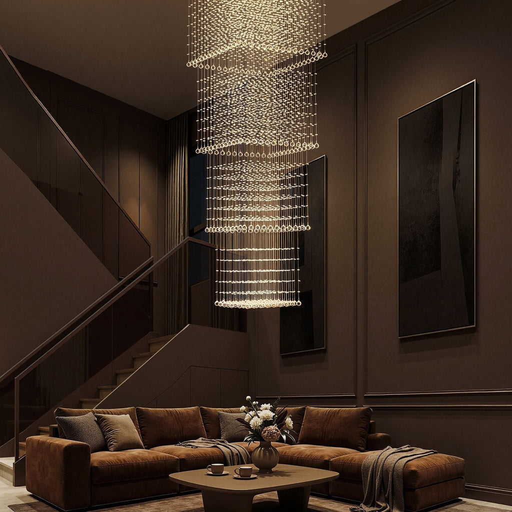 Lustre Cristal Gouttes Rectangulaire Long | Lalo