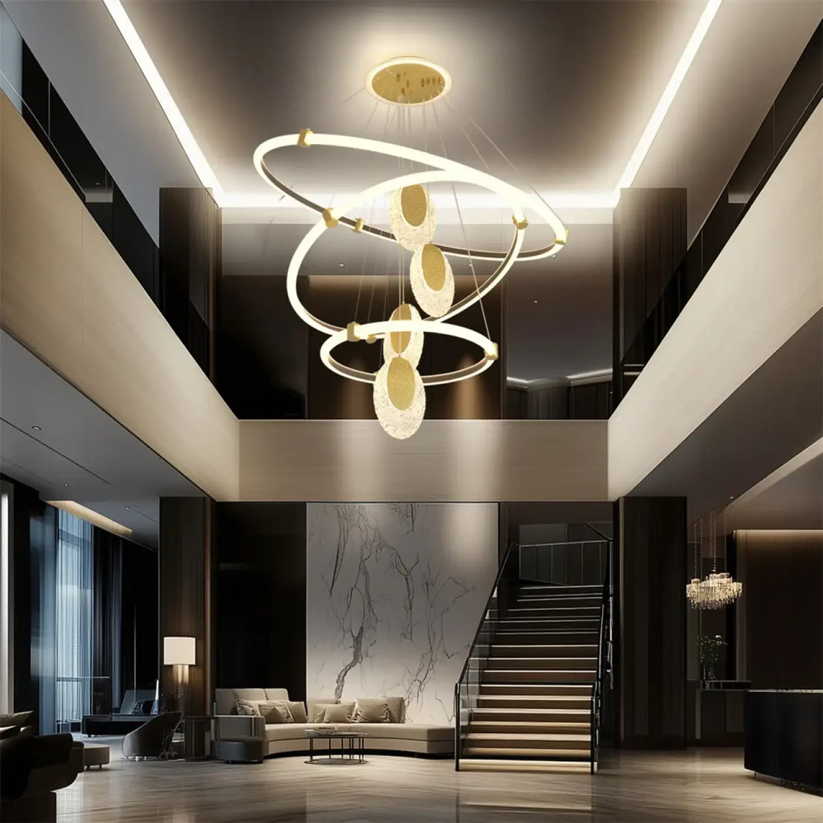 Lampe Suspendue LED à Spirales Dorées | Lira