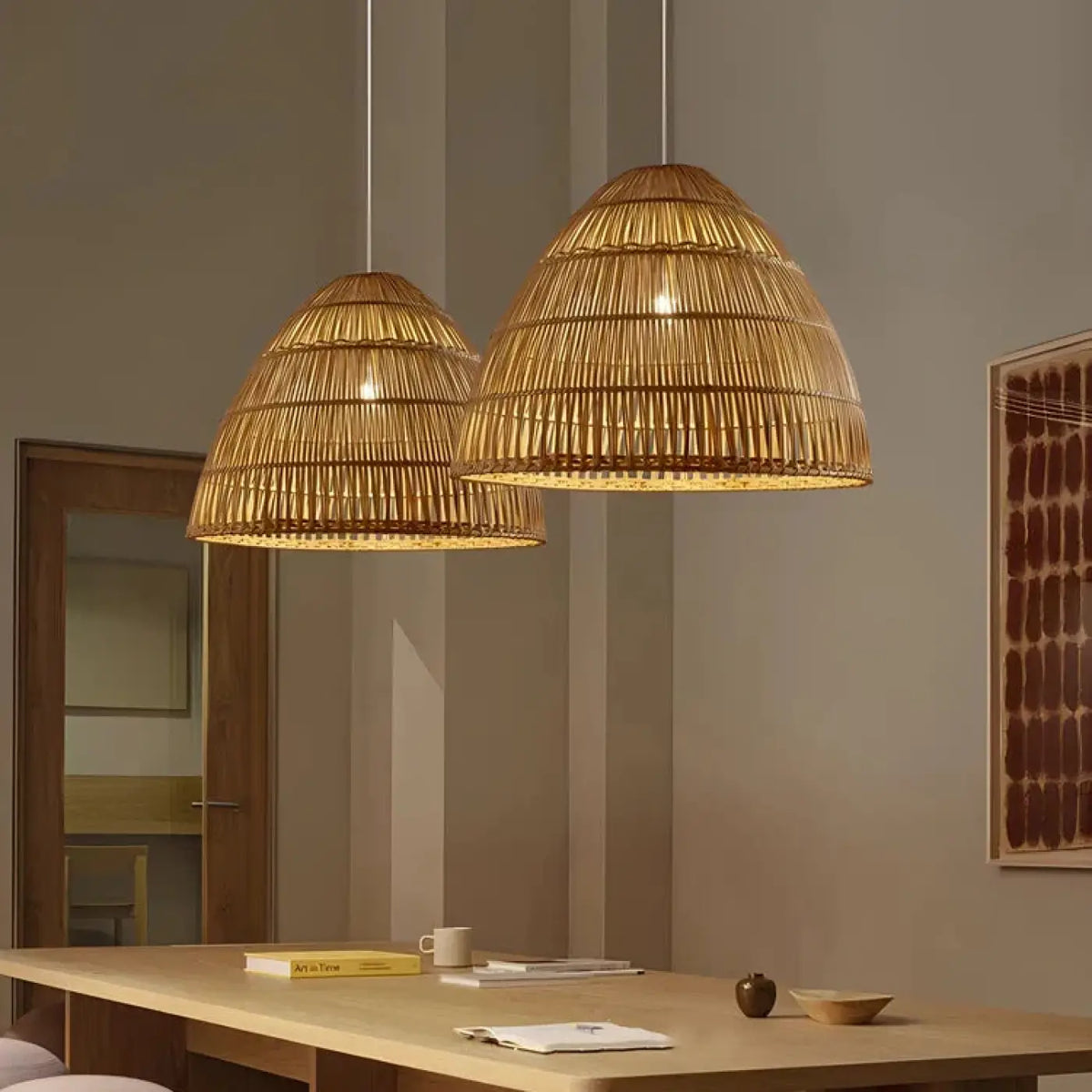 Lampe Suspendue en Bambou Tressé Bohème | Zova