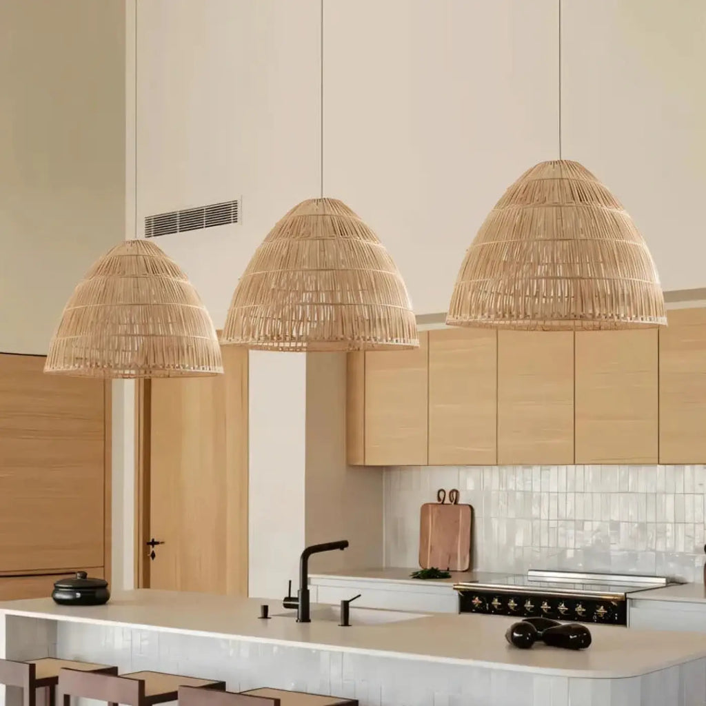 Lampe Suspendue en Bambou Tressé Bohème | Zova