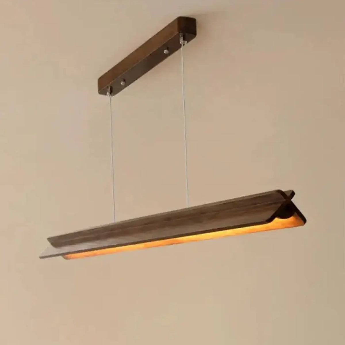 Suspension LED Linéaire en Bois Foncé | Tosa