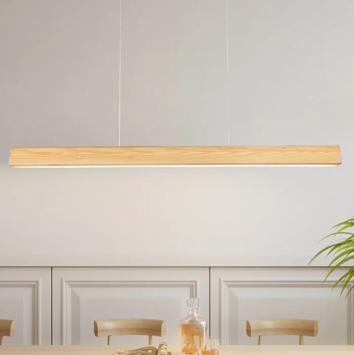 Suspension LED Linéaire en Bois Foncé | Tosa