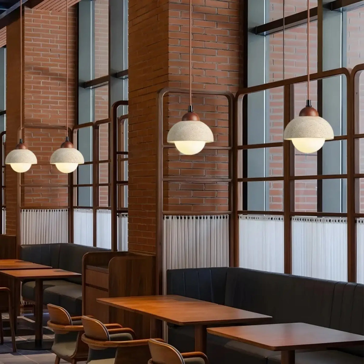 Lampe Suspendue Bois Travertin et Verre | Tota