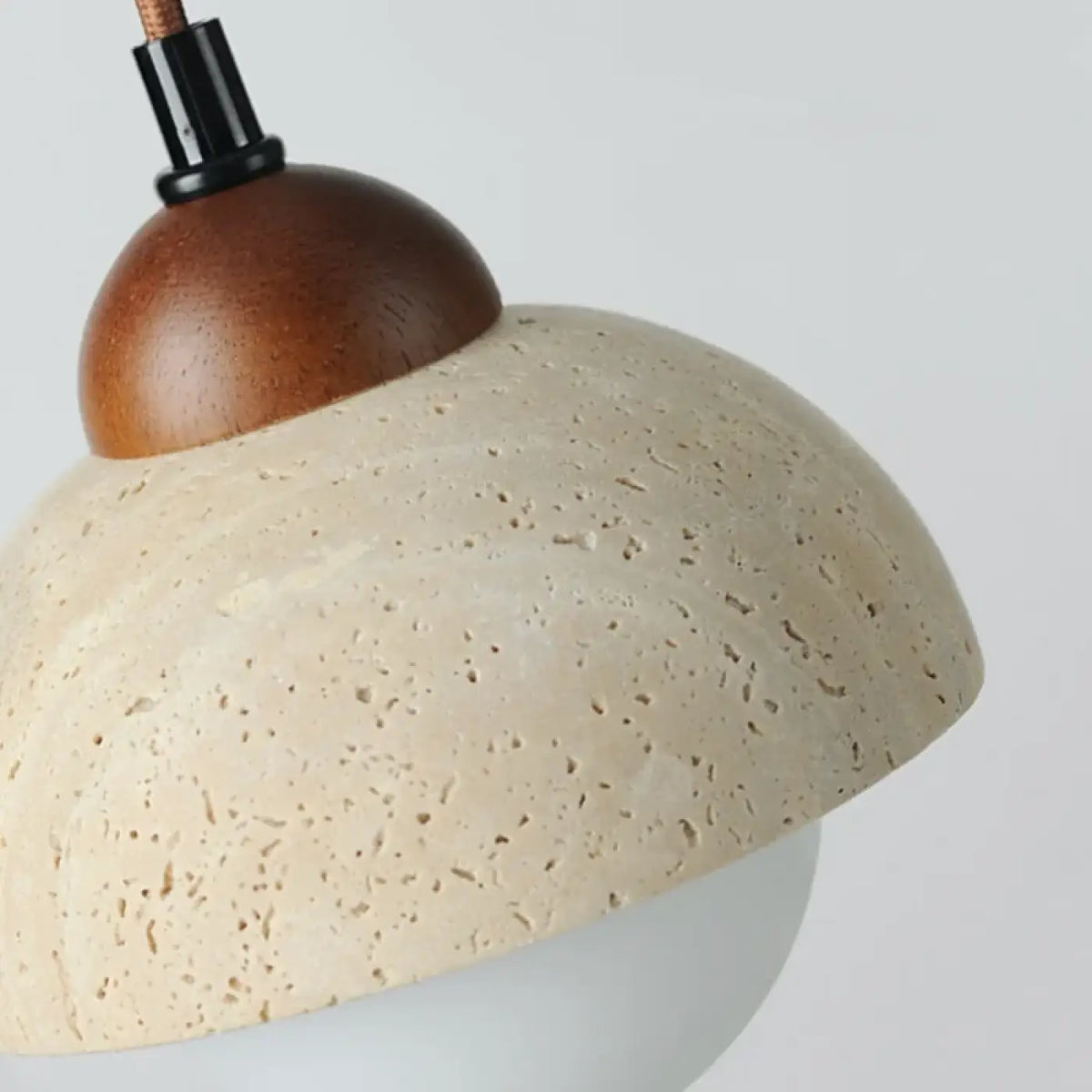 Lampe Suspendue Bois Travertin et Verre | Tota