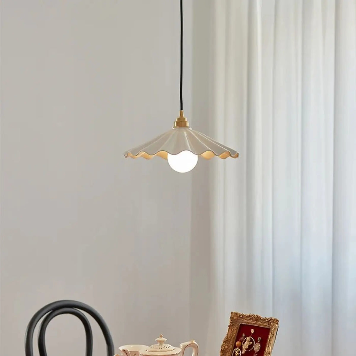 Suspension Céramique Blanche Ondulée | Seri