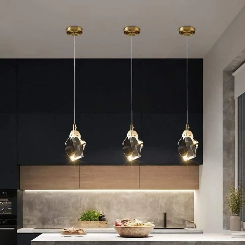 Lustre Suspendu Moderne en Cristal Doré | Seta