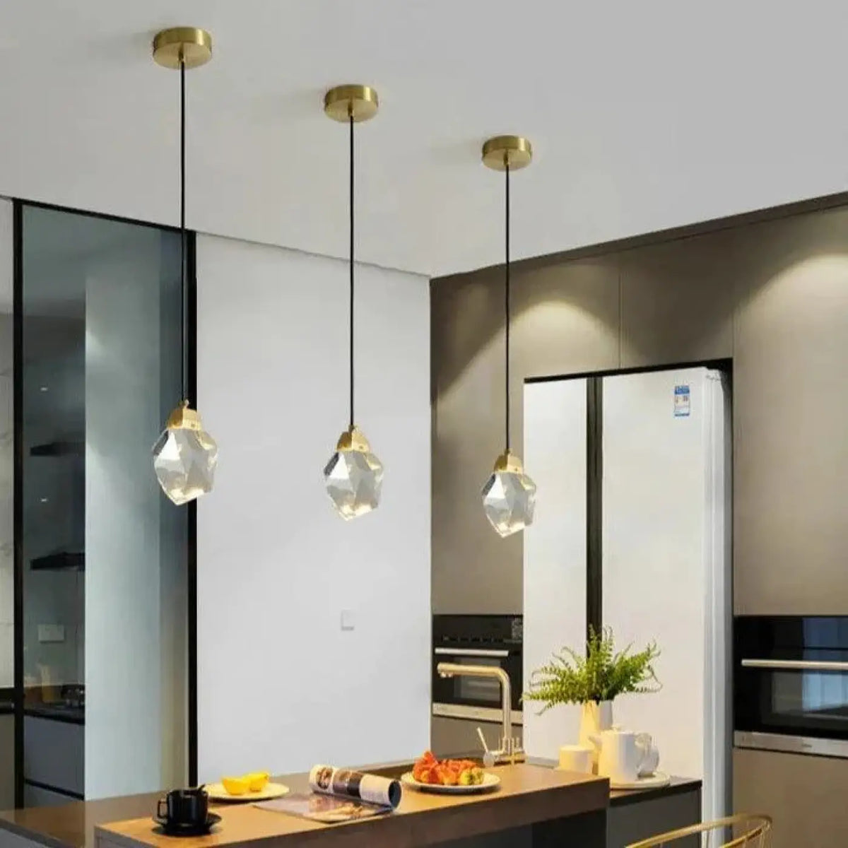 Lustre Suspendu Moderne en Cristal Doré | Seta