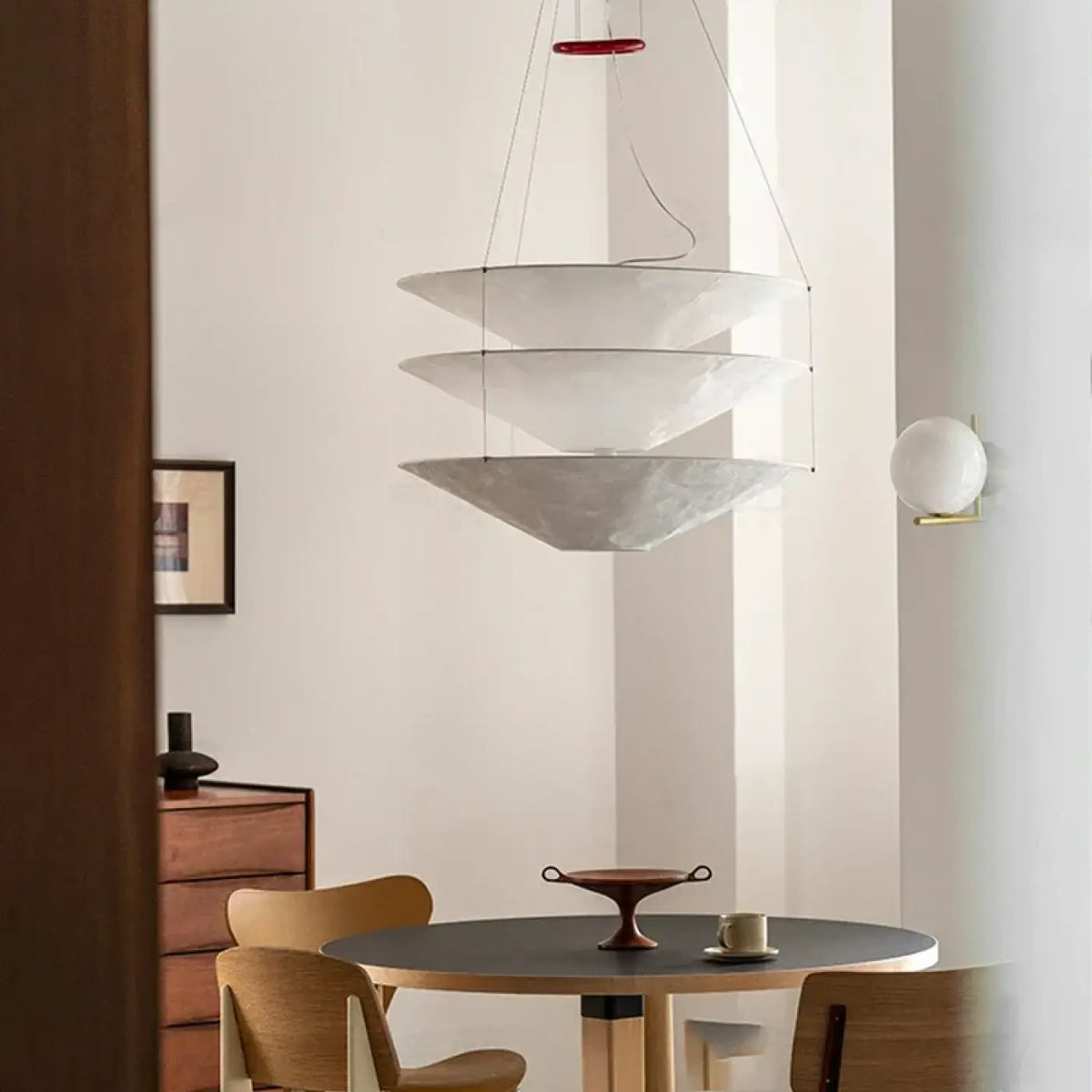 Lampe Suspendue Blanche en Papier Empilé | Omo