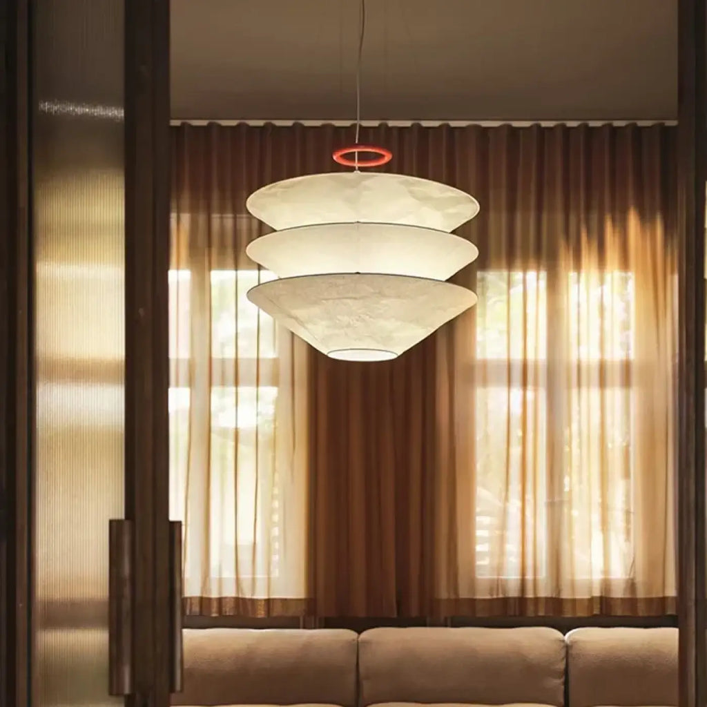 Lampe Suspendue Blanche en Papier Empilé | Omo