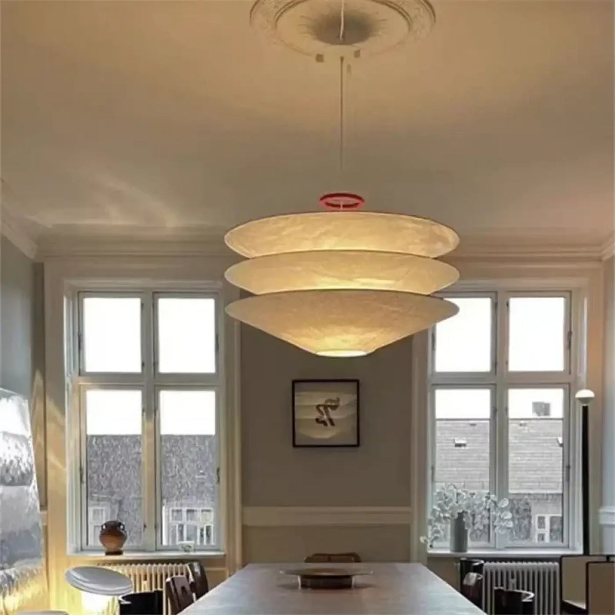 Lampe Suspendue Blanche en Papier Empilé | Omo