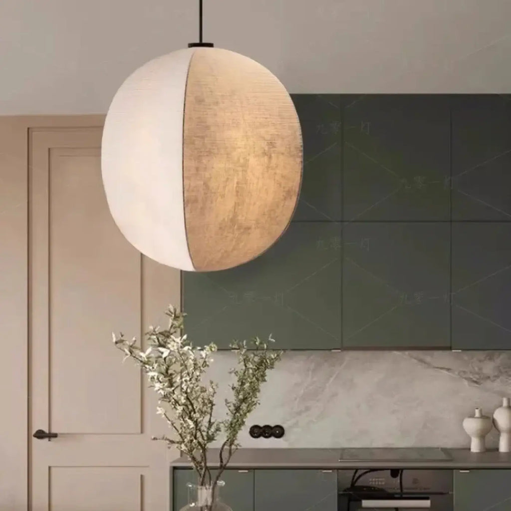 Suspension Sphère Bicolore en Tissu Blanc | Amo