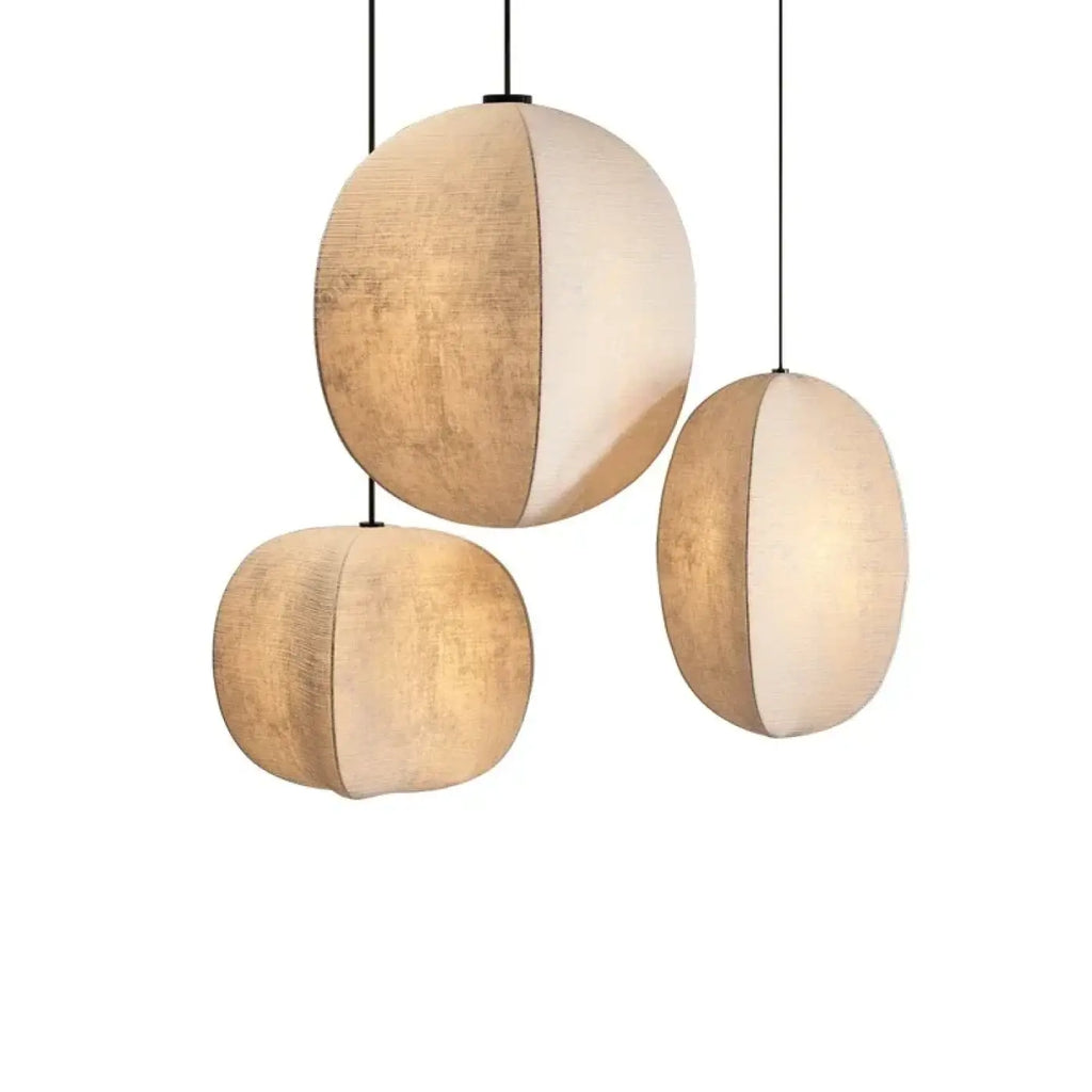 Suspension Sphère Bicolore en Tissu Blanc | Amo