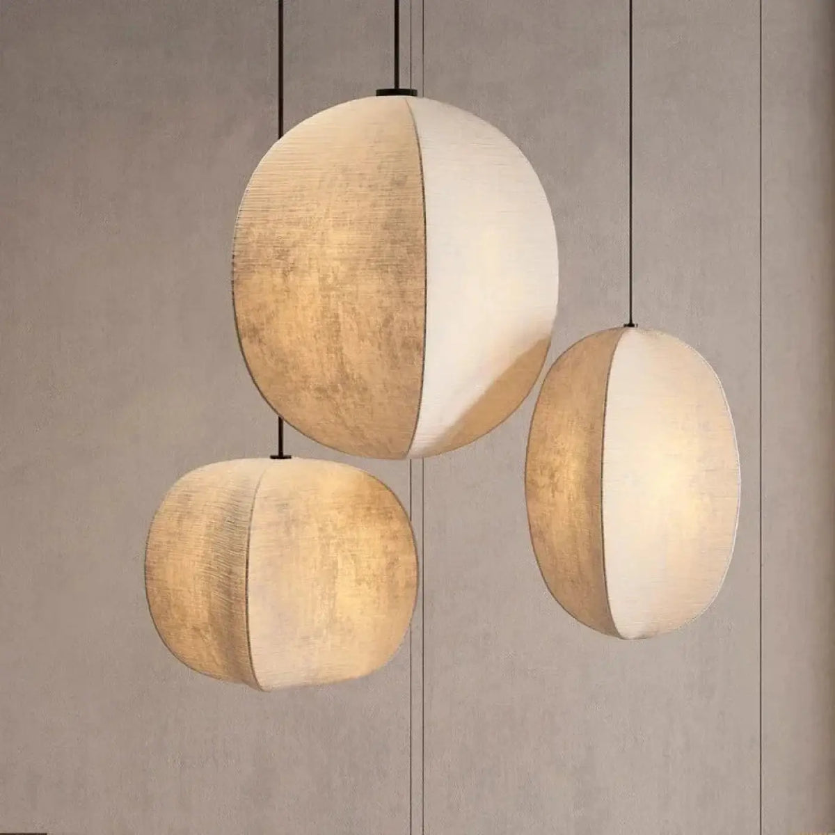 Suspension Sphère Bicolore en Tissu Blanc | Amo
