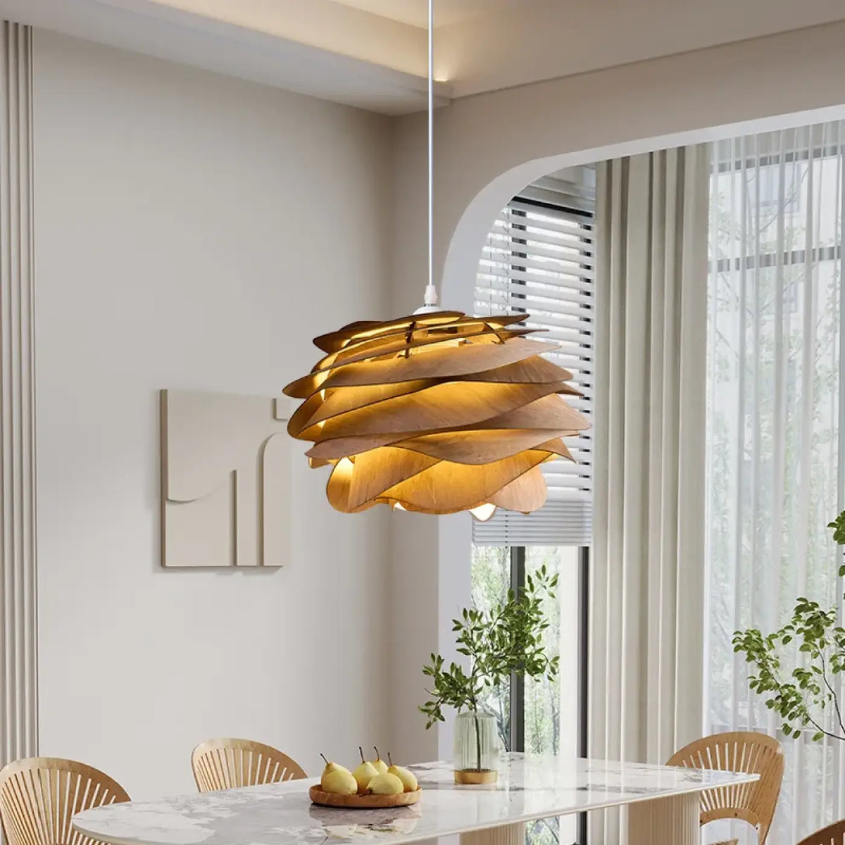 Lampe Suspendue Blanche Ondulée Effet Pétales | Kata