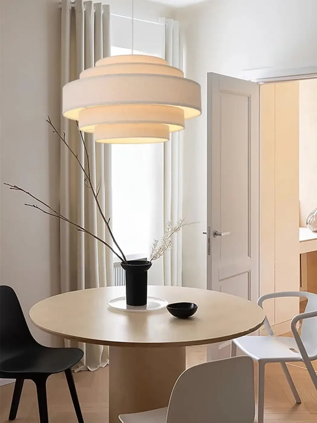 Lampe Suspendue en Tissu Blanc à Étages | Kika