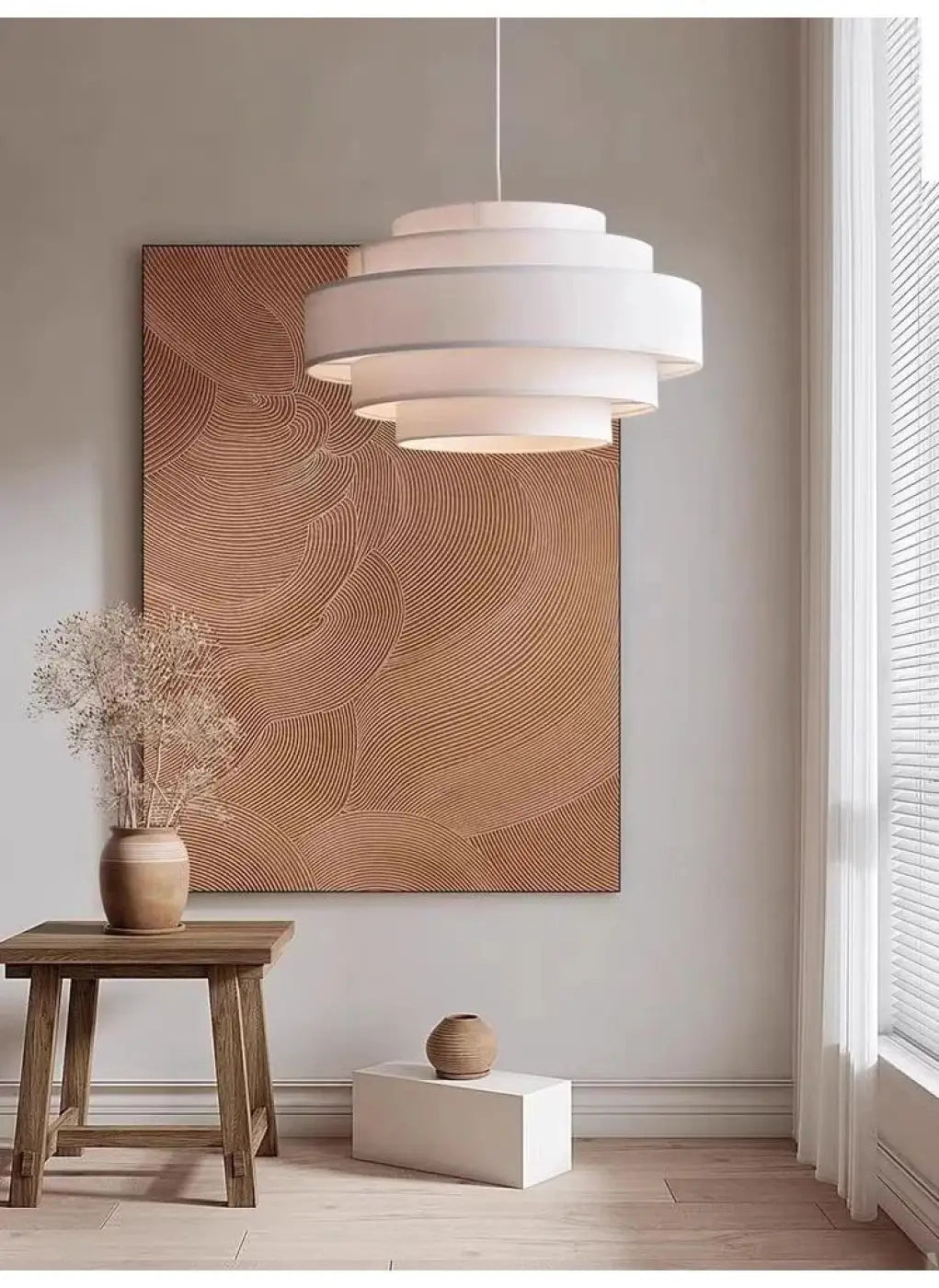 Lampe Suspendue en Tissu Blanc à Étages | Kika