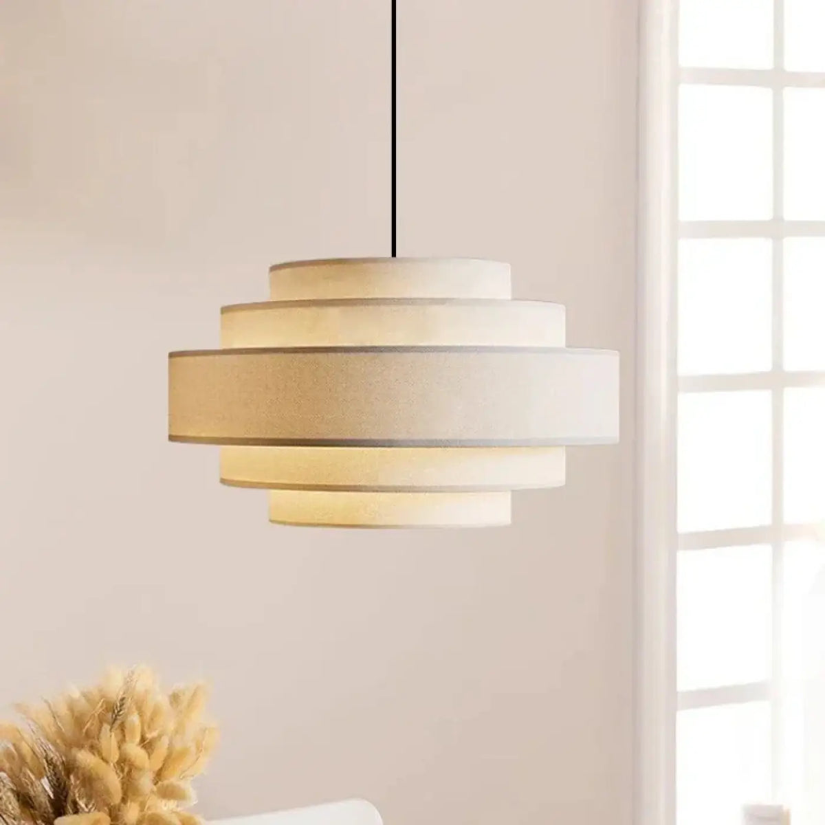 Lampe Suspendue en Tissu Blanc à Étages | Kika