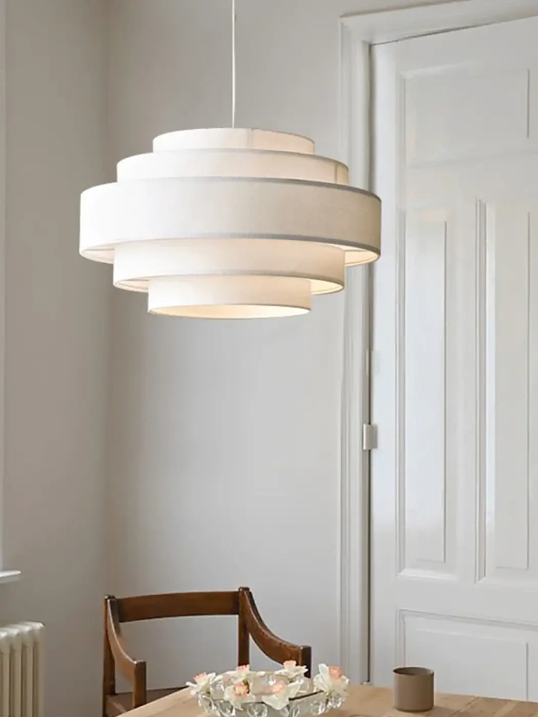 Lampe Suspendue en Tissu Blanc à Étages | Kika