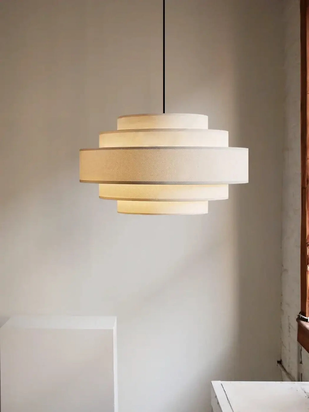 Lampe Suspendue en Tissu Blanc à Étages | Kika