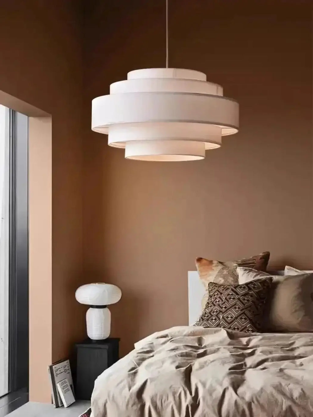 Lampe Suspendue en Tissu Blanc à Étages | Kika