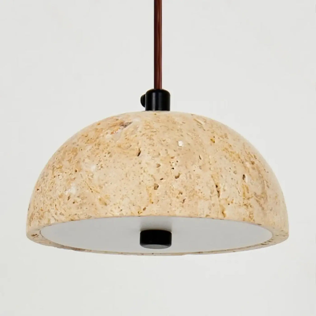 Lampe Suspendue Demi-sphère en Travertin Beige | Nala