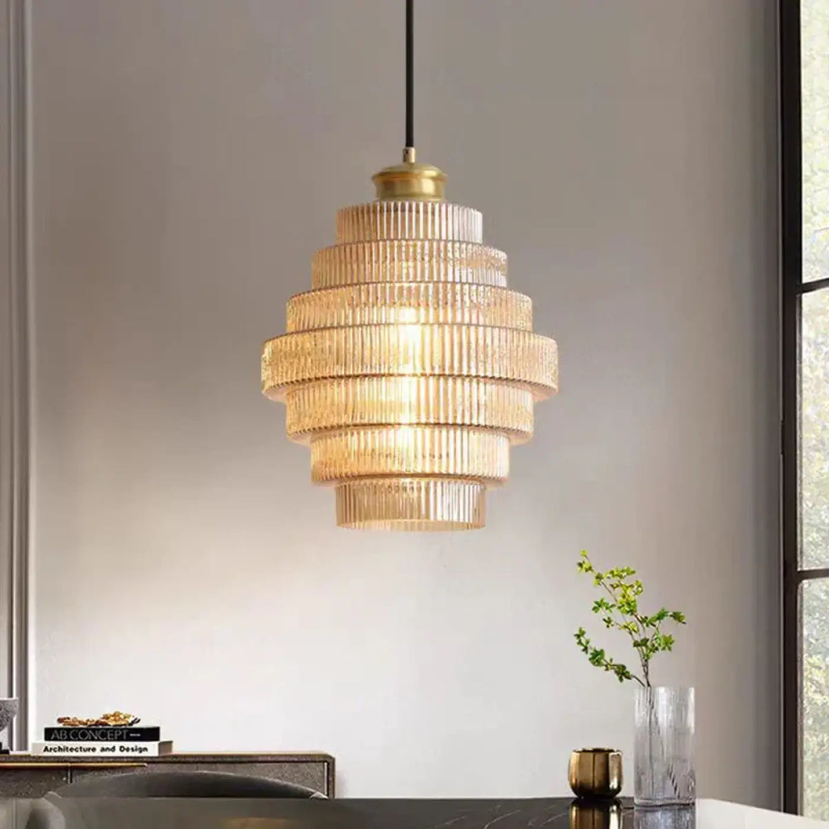Suspension en Verre Strié Style Art | Ulo