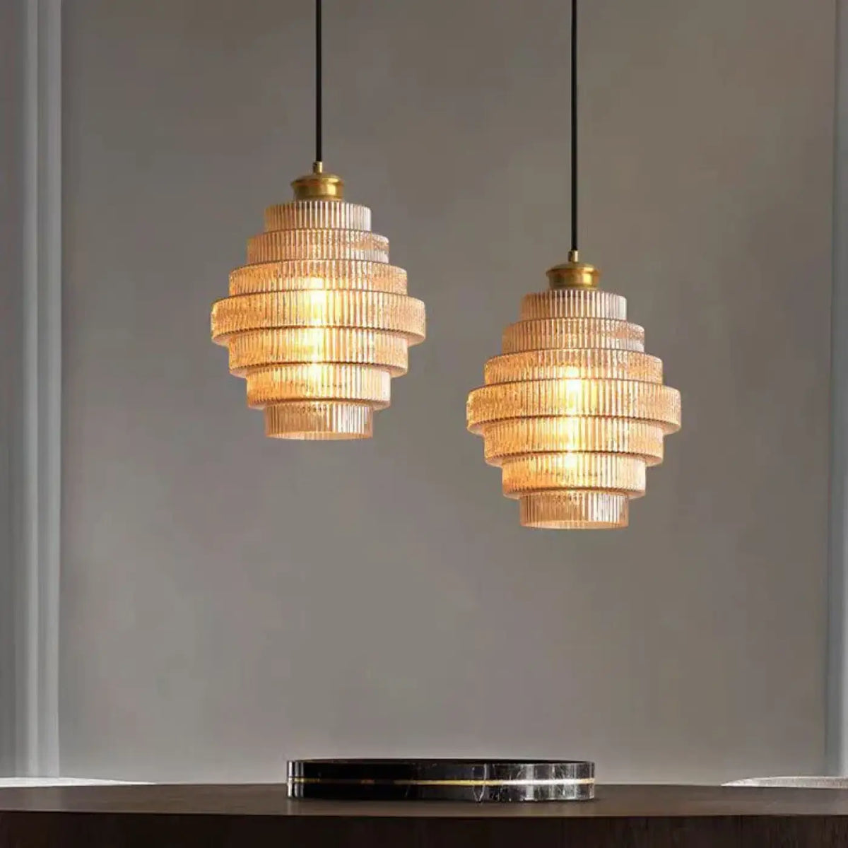 Suspension en Verre Strié Style Art | Ulo