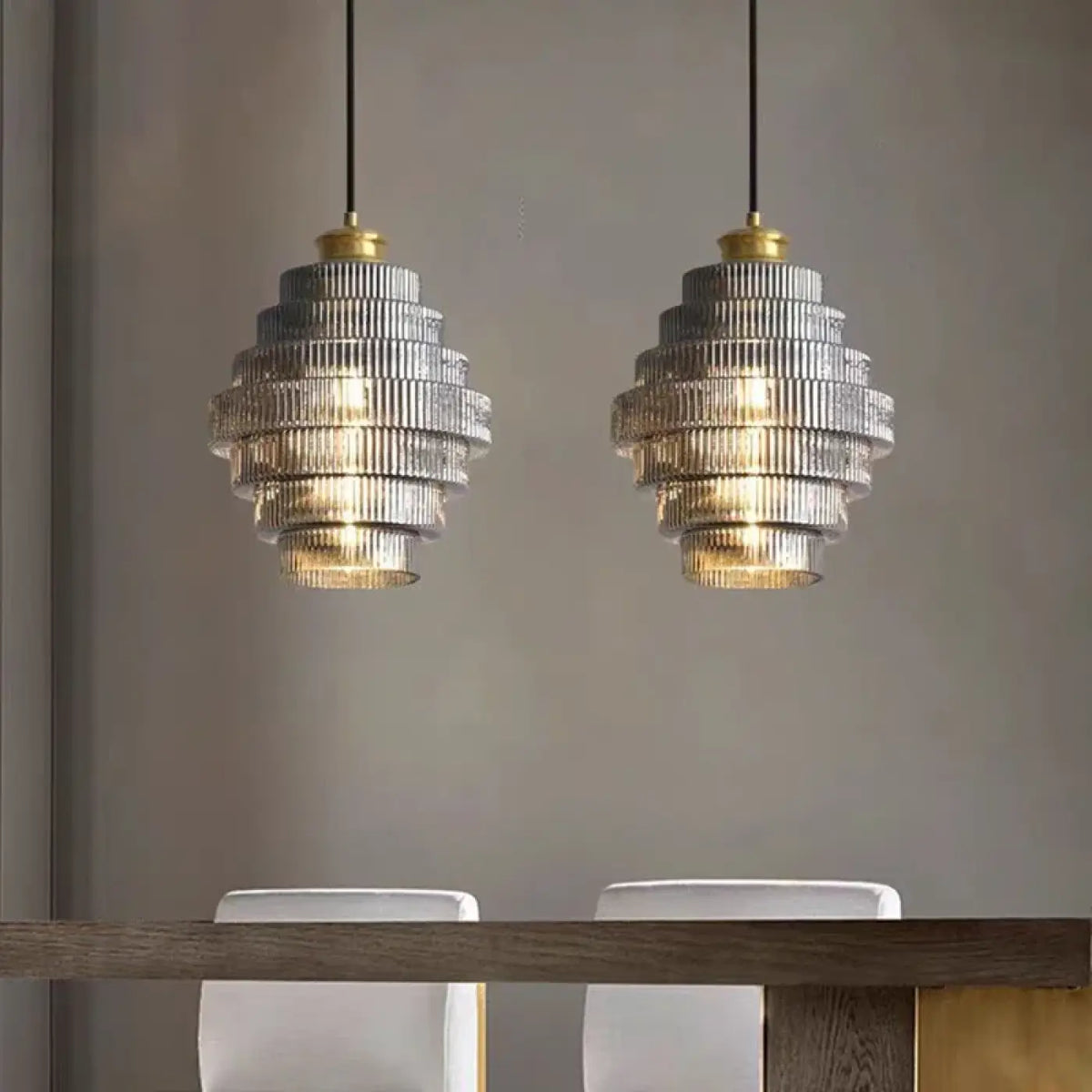 Suspension en Verre Strié Style Art | Ulo