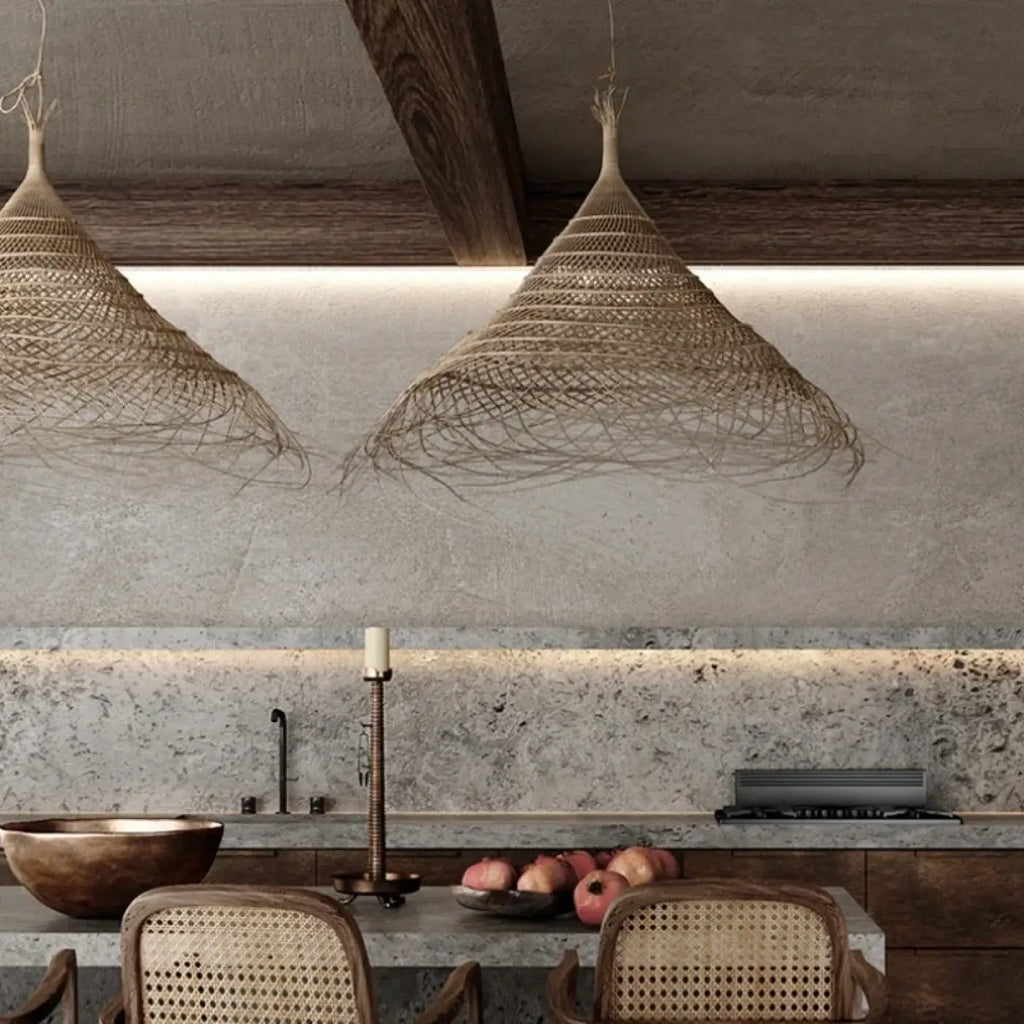Lampe Suspendue Conique en Fibres Naturelles | Yata