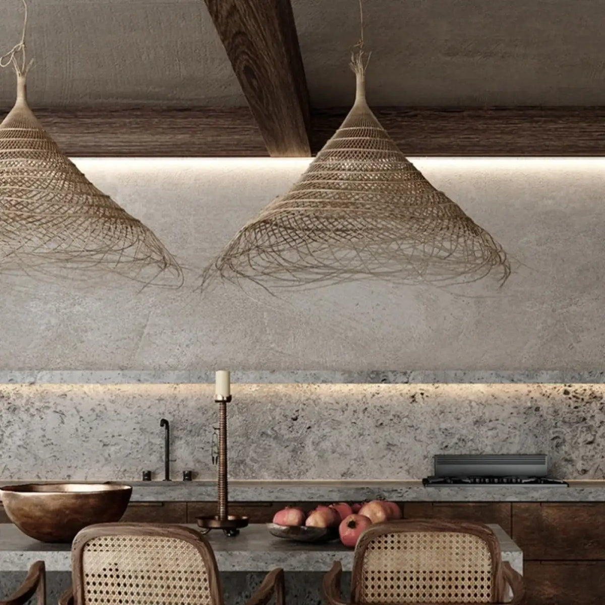 Lampe Suspendue Conique en Fibres Naturelles | Yata