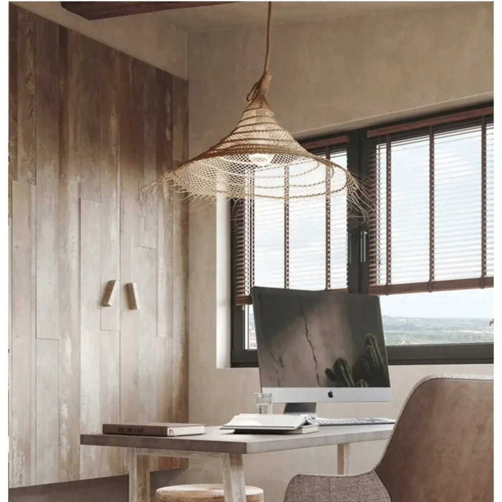 Lampe Suspendue Conique en Fibres Naturelles | Yata