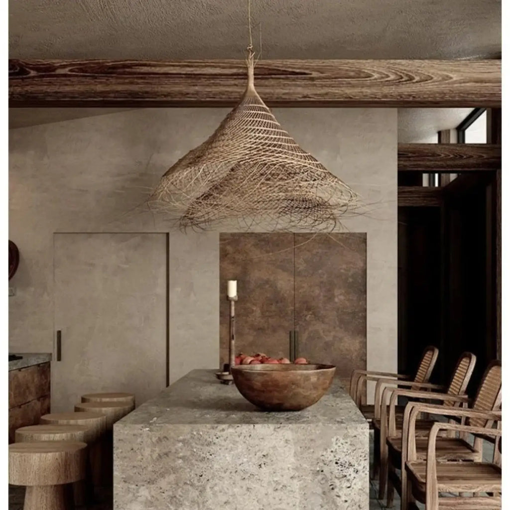 Lampe Suspendue Conique en Fibres Naturelles | Yata
