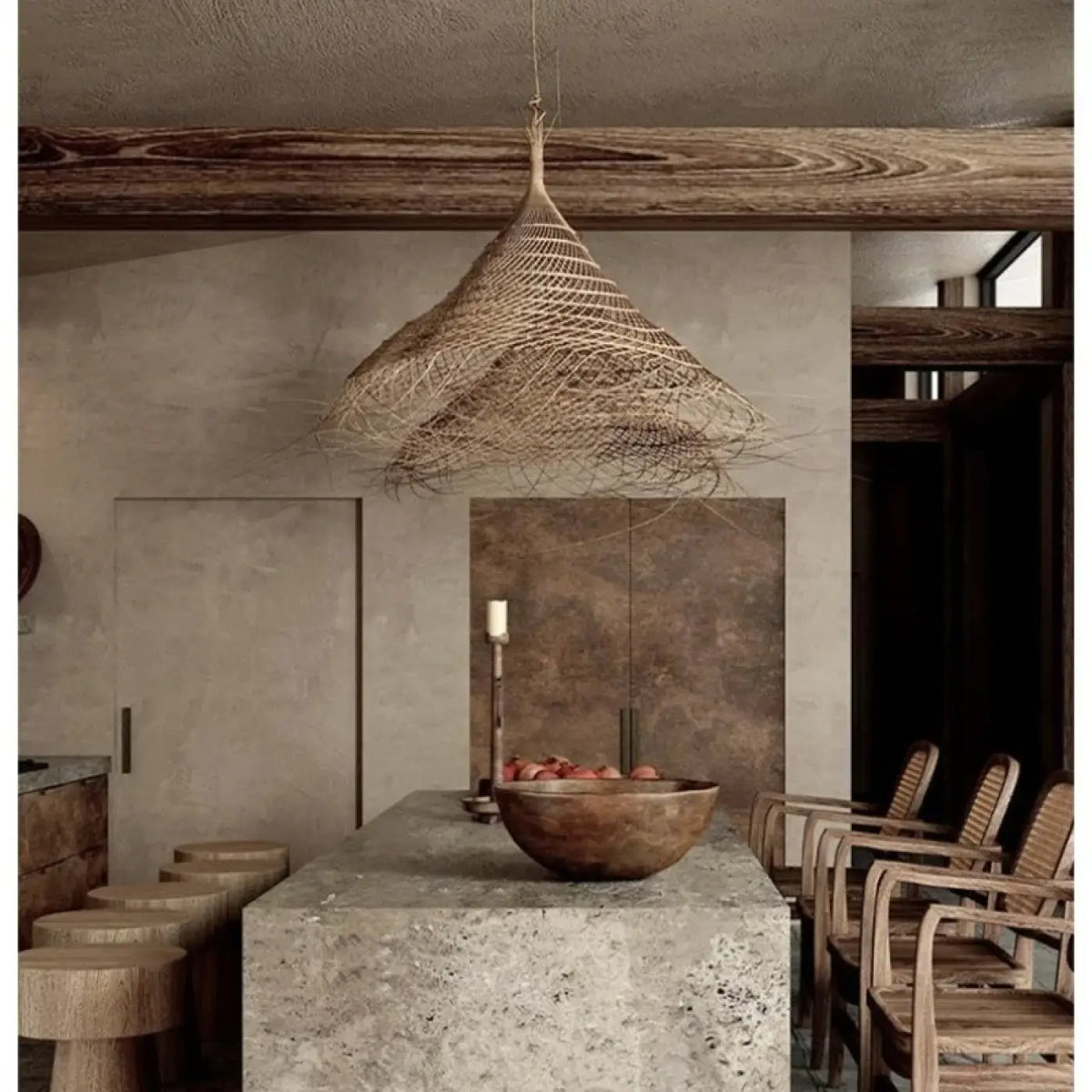 Lampe Suspendue Conique en Fibres Naturelles | Yata
