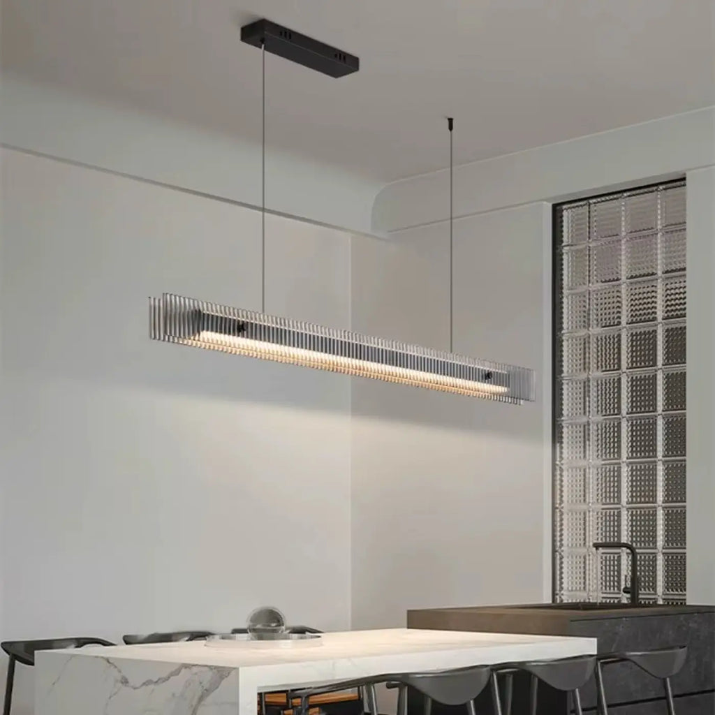 Suspension LED Horizontale en Verre Strié | Nota