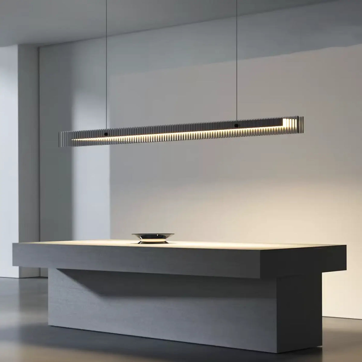 Suspension LED Horizontale en Verre Strié | Nota