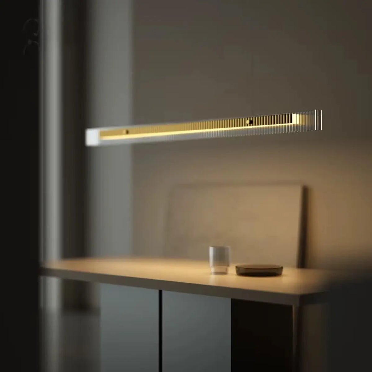 Suspension LED Horizontale en Verre Strié | Nota