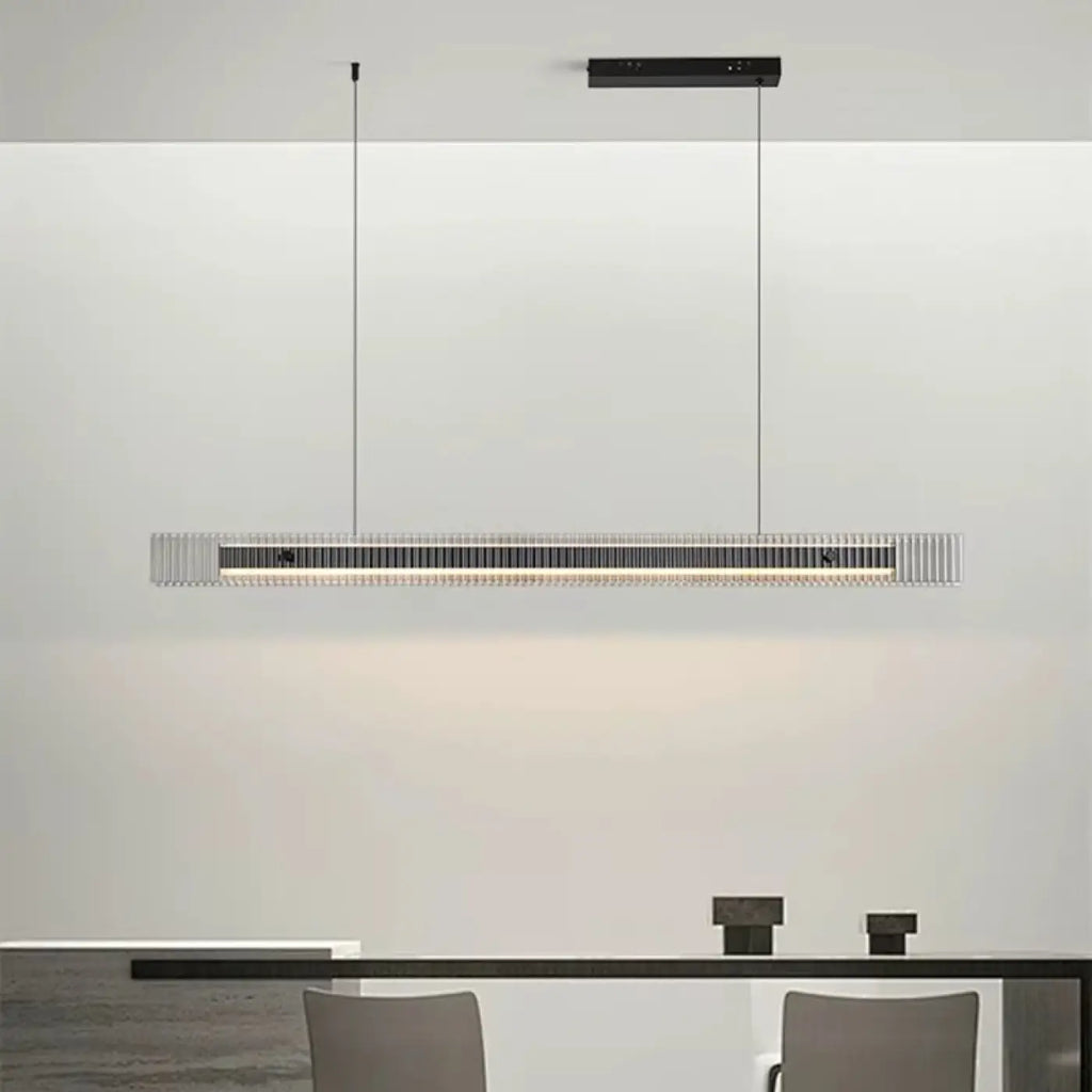 Suspension LED Horizontale en Verre Strié | Nota