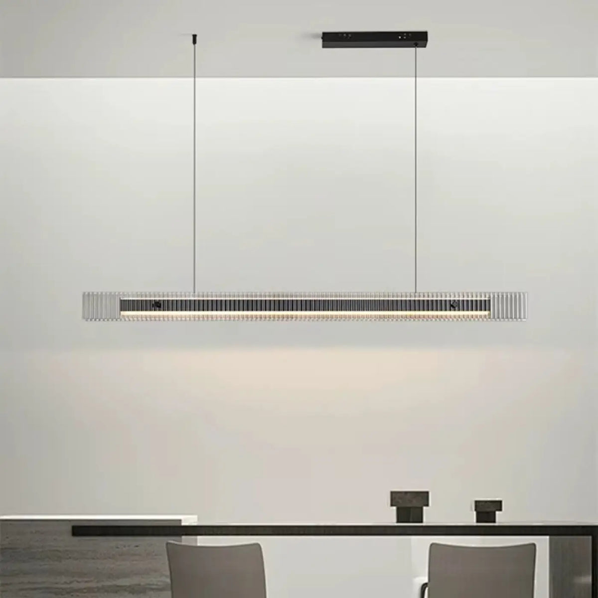 Suspension LED Horizontale en Verre Strié | Nota
