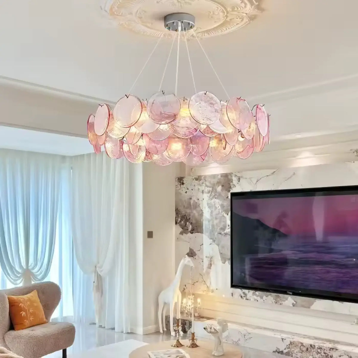 Lampe Suspendue Artistique en Verre Multicolore | Oka