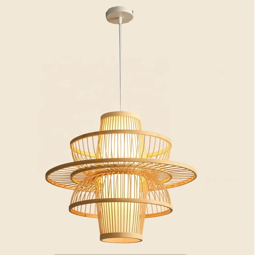Lampe Suspendue Sculptée en Bambou Naturel | Roro