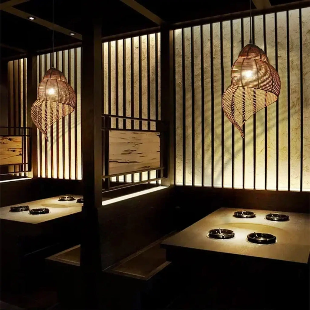 Lampe Suspendue Bigorneau en Bambou et Rotin | Kiri